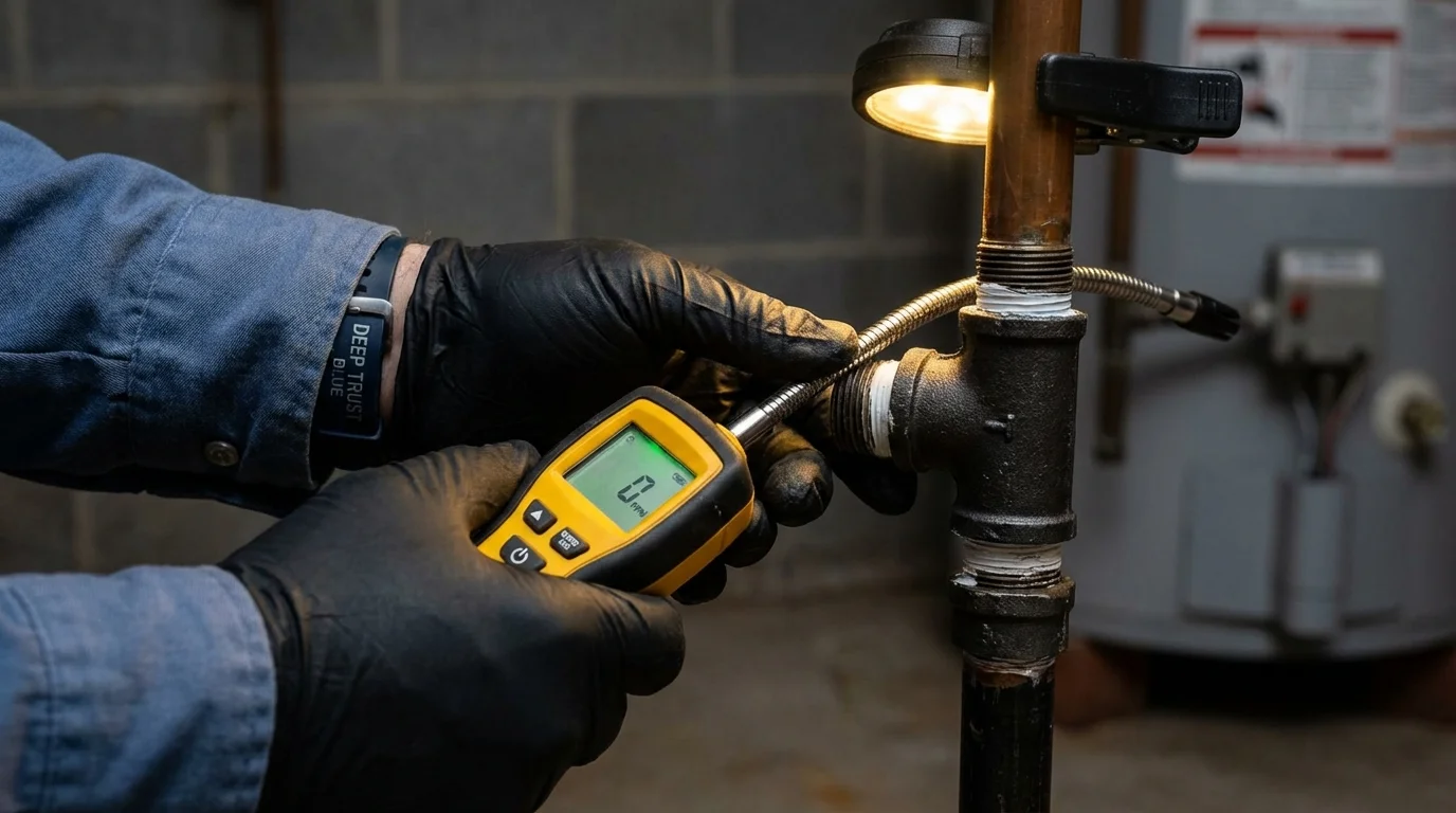 Gas leak detection with electronic sniffer by Johns Plumbing LLC in New Llano