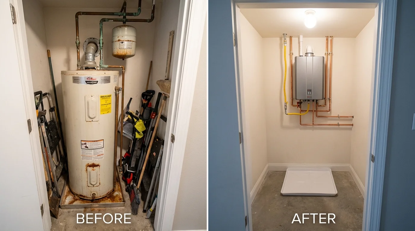 Tank water heater versus wall-mounted tankless unit comparison for New Llano, LA homeowners